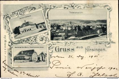 CPA Hirsingue Hirsingen Elsass Haut Rhin, Gemeindehaus, Gasthof zum Stern, Totalansicht