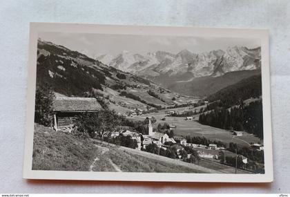 AA57, Cpsm, Le Grand Bornand, vue générale et chaine des Aravis, Haute Savoie 74