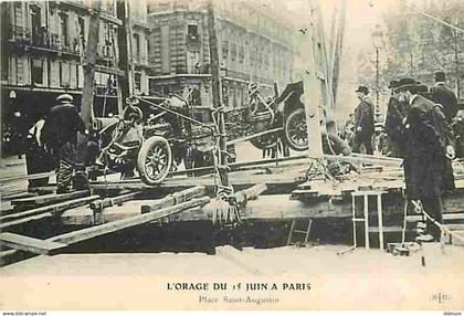 75 - Paris - L'Orage du 15 Juin à Paris - Place St Augustin - Animée - Automobiles - Etat Coupée à droite - CPA - Voir S