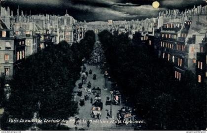 CPA Bourse de Paris II, Boulevard de la Madeleine, Boulevard des Capucines bei Nacht