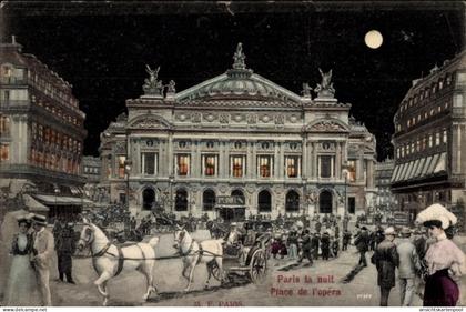 CPA Paris IX, Place de l’Opera bei Nacht