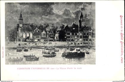CPA Paris, Weltausstellung 1900, Altes Paris bei Nacht