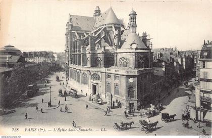 France Paris L'Eglise Saint Eustache Carriage vintage postcard
