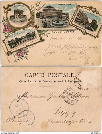 Litho AK Paris Lithographie: Pariser Triumphbogen, Arc de Triom, Theater 1900