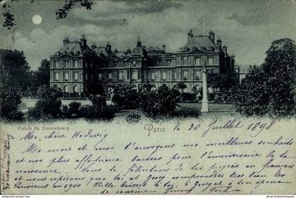 MondscheinAk Paris VI Luxembourg, Palais de Luxembourg bei Nacht