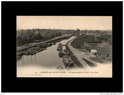 62 Arques - Vue panoramique du Canal et des Quais - 42 - canal peniche