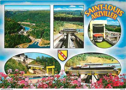 Carte Postale - 57 - Saint Louis - Arzviller - Le plan incliné transversal - Ascenseur à Bateaux - Multivues - Fleurs -