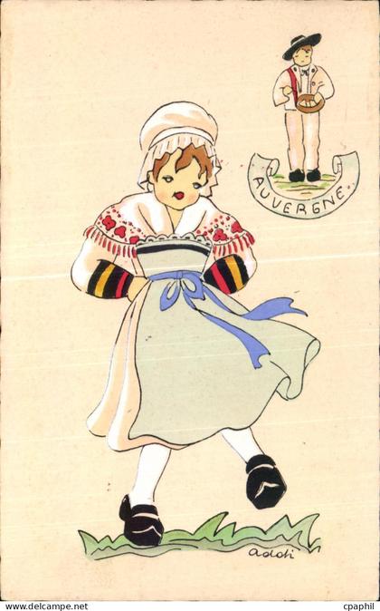 CPA Auvergne Illustrateur Costume