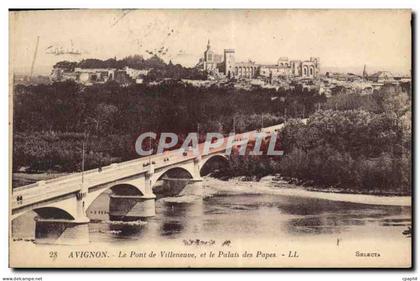 CPA Avignon Le Pont de Villeneuve et le Palais de Papes