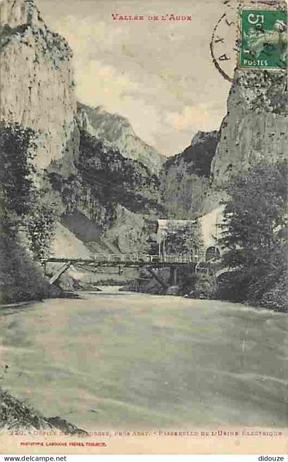 Carte Postale Ancienne - 11 - Axat - Défilé de Saint Georges près Axat - Passerelle de l'usine électrique - Oblitération
