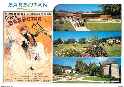 Carte Postale - 32 - Barbotan les Thermes - Multivues - Fleurs - Vieille affiche publicitaire Boues de Barbotan - CPM -