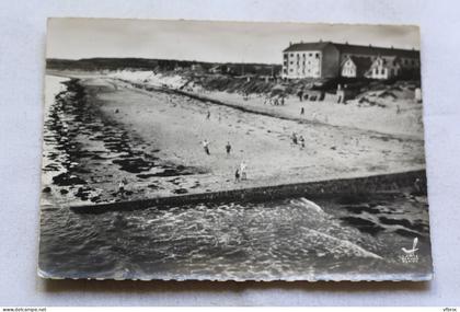 Cpm, en avion au dessus de Barneville plage, vue générale, Manche 50
