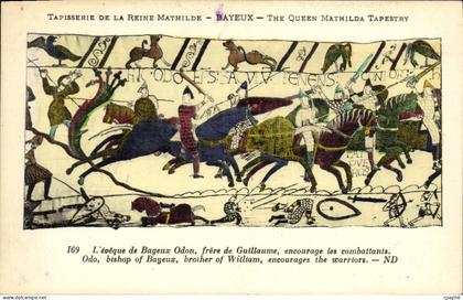CPA Bayeux TApisserie de la reine Mathilde L eveque de Bayeux Odon encourage les combattants