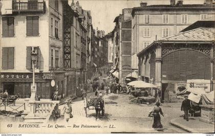 CPA Bayonne Les quais Rue Poissonnerie