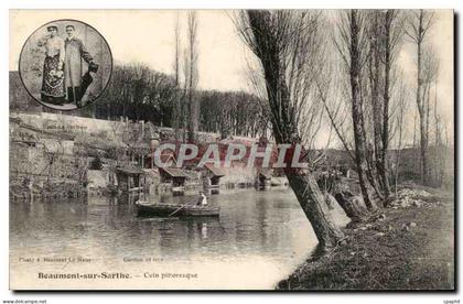 CPA Beaumont Sur Sarthe Coin Pittoresque Costume Sarthois Folklore Costume