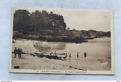 Cpa 1945, Beg Meil, la plage à marée haute, Finistère 29