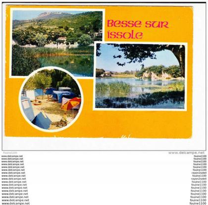 carte ( format 15 x 10,5 cm )  besse sur issole   ( camping ) ( recto verso )