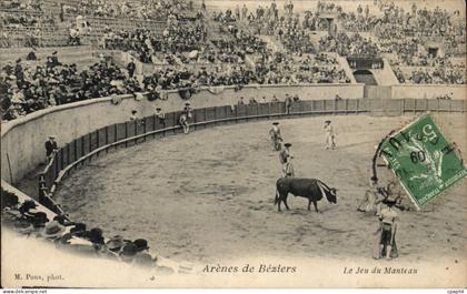Beziers CPA Arenes de Beziers Le jeu du manteau (tauromachie taureau toro)