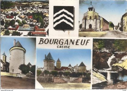 CPSM Bourganeuf vues multiples Armoiries