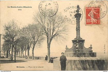 -dpts div.-ref-PP57- haute loire - brioude - place de la liberte - colonne marianne - mariannes - carte bon etat -