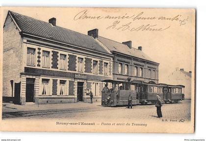 CPA 59 Bruay sur Escaut postes et arrêt du tramway