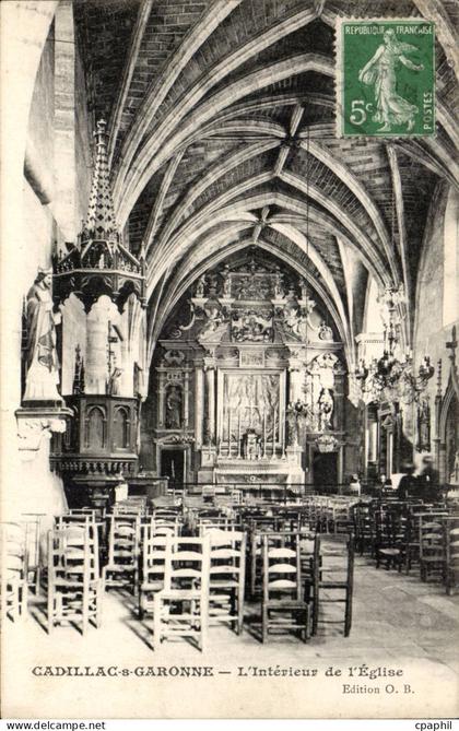 Cadillac sur Garonne CPA Interieur de l'eglise