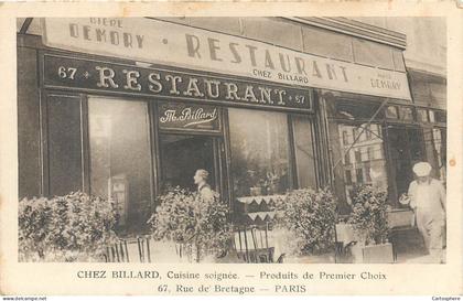 CPA 75 Paris > Cafés, hôtels, restaurants Chez Billard 67 rue de Bretagne 75003 Cuisiné soignée