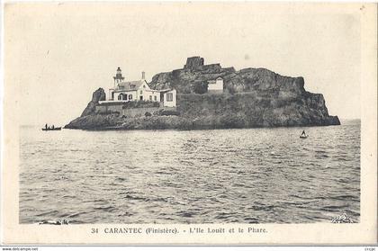 CPA Carantec L'Ile Louët et le Phare