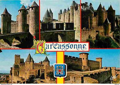 11 - Carcassonne - La Cité médiévale - Multivues - Blasons - Flamme Postale de Carcassonne - CPM - Voir Scans Recto-Vers