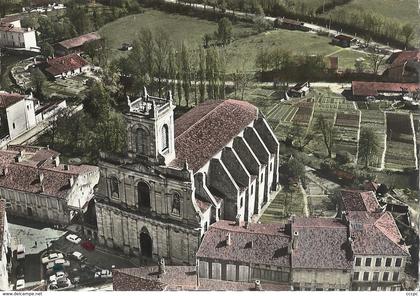 CPSM Casteljaloux Eglise et terrain de camping vue aérienne