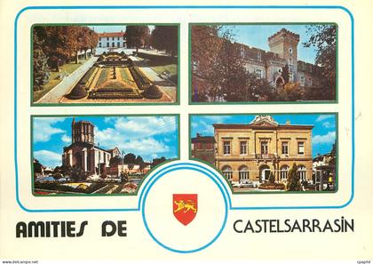 CPM Castelsarrasin Tarn et Garonne Le Jardin de la Gare Le Chateau de Terride