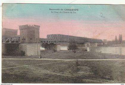 *** 68  ***  souvenir de Chalampé le pont de chemin de fer - 4 points papier collés au dos