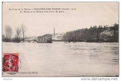 CHALONS SUR MARNE LA CRUE (JANVIER 1910) LA MARNE ET LA MAISON D'UN TIREUR DE GREVE