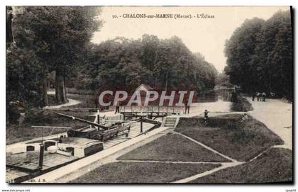 CPA Chalons Sur Marne L'Ecluse Peniche Bateau