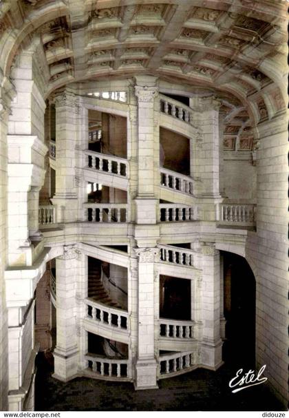 Carte Postale - 41 - Chambord - Chateau de chambord - le grand escalier double - Mention Photographie véritable - Carte