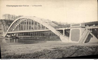 CPA Champagne sur Seine La Passerelle pont