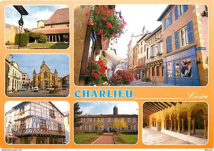 Carte Postale - 42 - Charlieu - Multivues - Fleurs - Automobiles - Flamme Postale de Charlieu - CPM - Voir Scans Recto-V