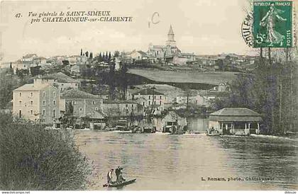 Carte Postale Ancienne - 16 - Chateauneuf sur Charente - Vue Générale de Saint-Simeux - Animée - Oblitération ronde de 1