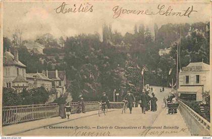 94 - Chennevieres sur Marne - Entrée de Chennevières et Restaurant Bainville - Animée - Précurseur - CPA - Oblitération