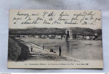 Cpa 1933, Condrieu, le pont sur le Rhône et le port, Rhône 69