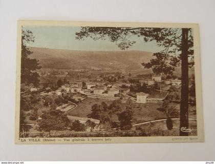 RHONE-COURS-LA VILLE-VUE GENERALE A TRAVERS BOIS