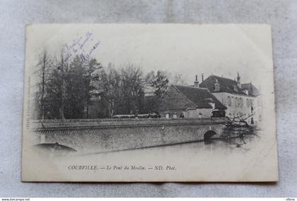 Cpa 1903, Courville, le pont du moulin, Eure et Loir 28