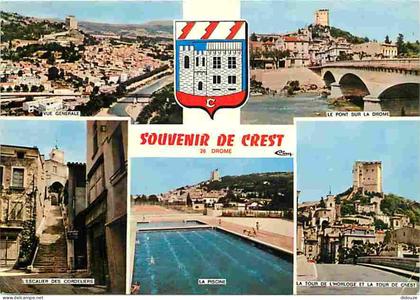 Carte Postale - 26 - Crest - Multivues - Piscine - Blasons - Flamme Postale de Crest - CPM - Voir Scans Recto-Verso - Po