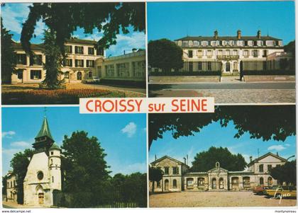 Yvelines :  CROISSY  sur  SEINE : vues  (   mairie , château , prieuré ,place d'  aligre )