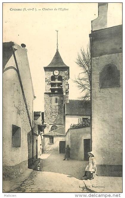 essonne - ref - N 989  - crosne - crosnes - clocher de l eglise - carte bon etat -