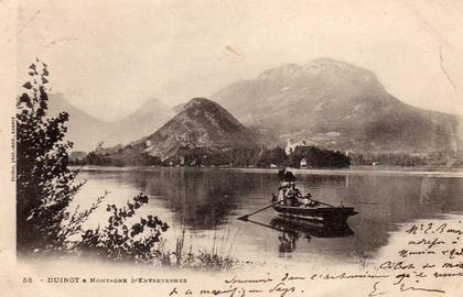 74 DUINGT (envs Seynod) Lac Annecy, Montagne d´Entrevernes, animée, Barque, Ruines, ed Pittier 58, 1902