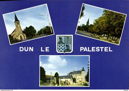 CPSM DUN-LE-PALESTEL église foire mairie Postes