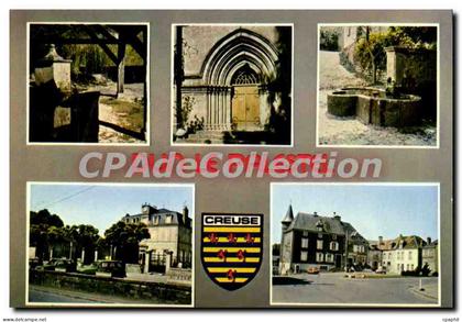 CPSM DUN LE PALESTEL lavoir église fontaine mairie école Poste