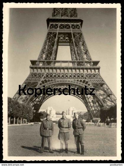 ALTES ORIGINAL FOTO TOUR EIFFEL SOLDATS ALLEMANDS 1940 DREI DEUTSCHE SOLDATEN PARIS FRANKREICH EIFFELTURM PHOTO