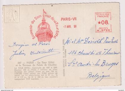 CP - Paris - souvenir du sommet de la tour Eiffel - 1958